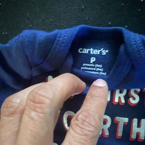 Premature undershirt with matching bid for baby boy